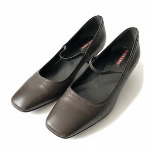 Prada Women's Dark Brown Leather Kitten Heels - Brand New